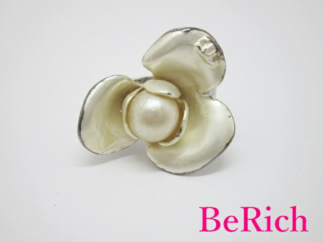 楽天市場】シャネル CHANEL フェイク パール 付 カメリア リング 指輪