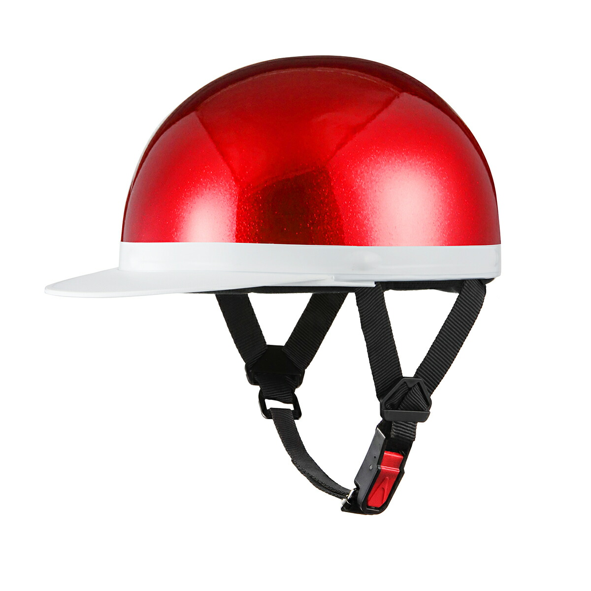 楽天市場】バイクヘルメット 半キャップ 白ツバ レッドラメ