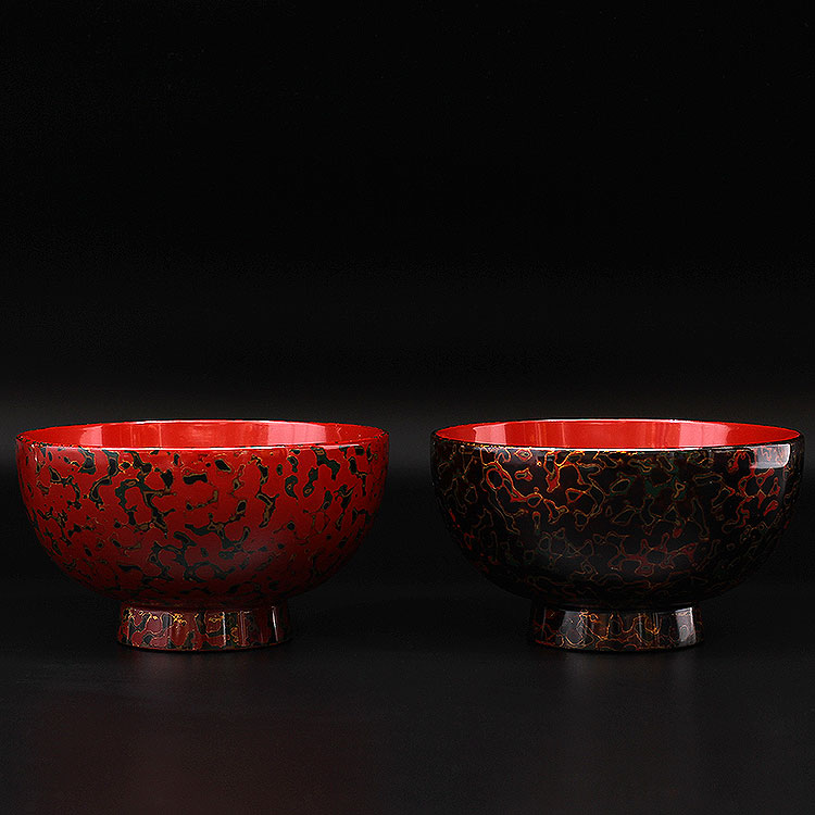 楽天市場】【津軽塗 唐塗】夫婦汁椀 唐塗呂上・赤上【IO-034】 青森県