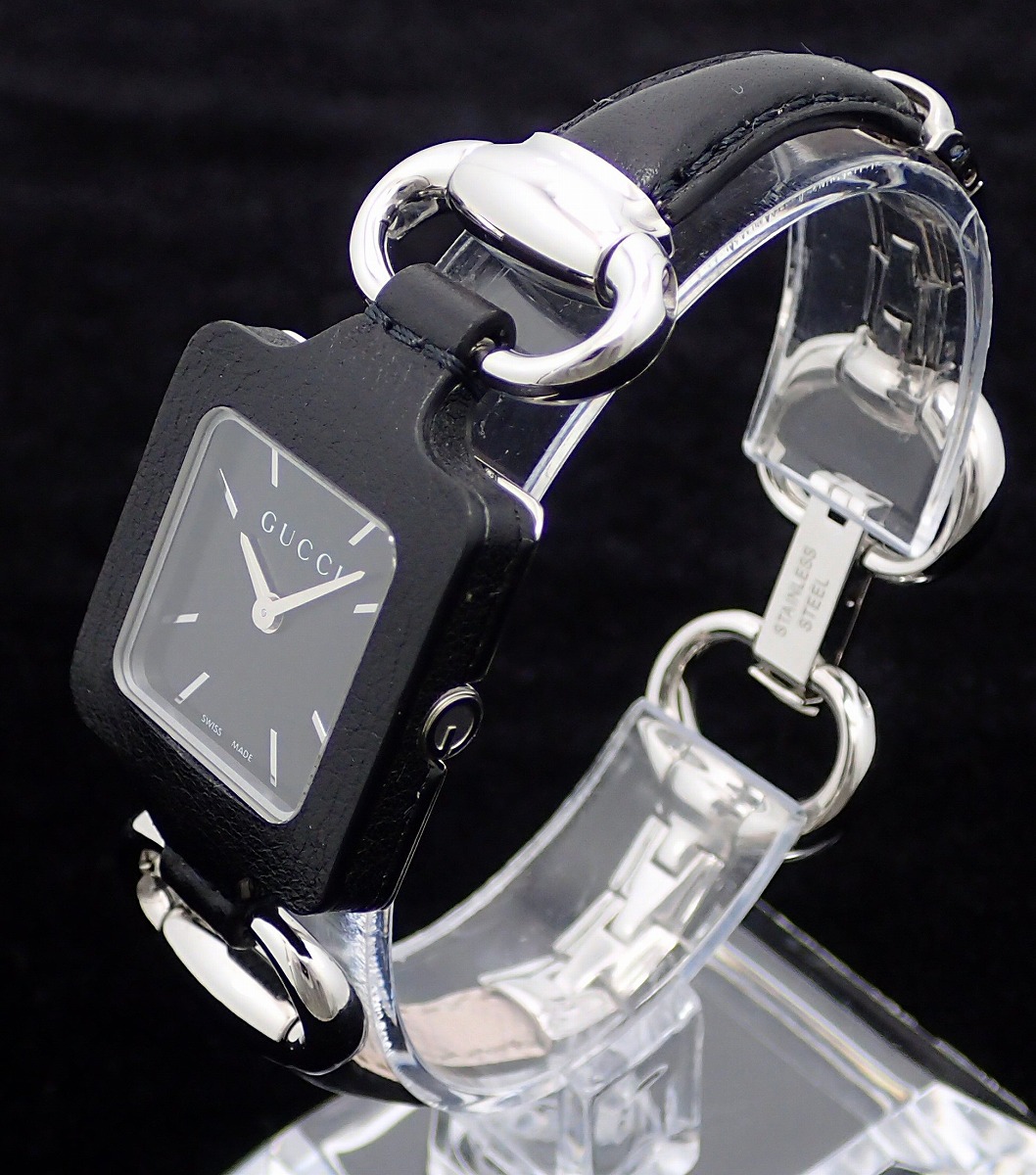 楽天市場】【ウォッチ】GUCCI グッチ ブラック文字盤 SS レザー