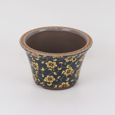 楽天市場】盆栽鉢 九谷焼 青粒鉄仙 4号 幅12.5cm×高さ7.8cm 陶器鉢