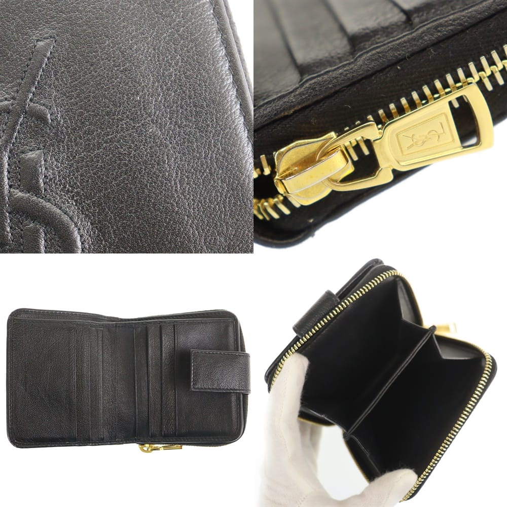 楽天市場】イヴサンローラン 二つ折り財布 ロゴ 中古 ブラック レザー