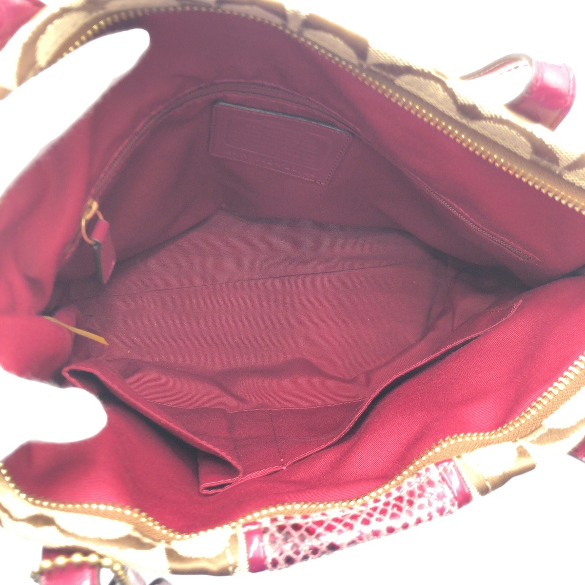 楽天市場】美品 COACH コーチ シグネチャー 型押し ブラウン ピンク