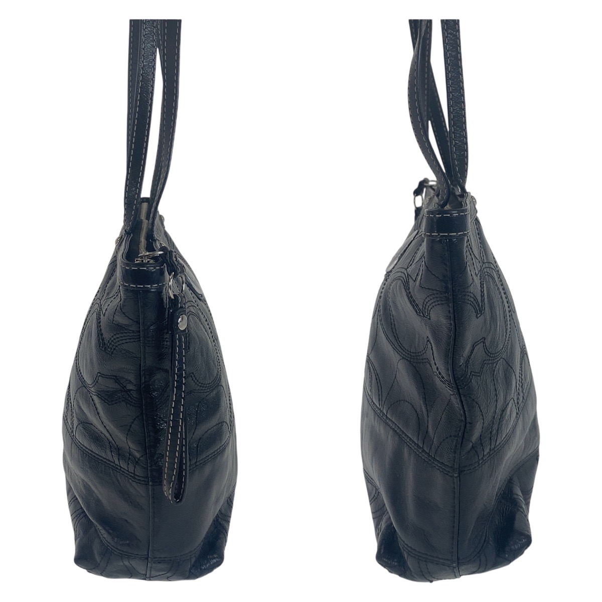 楽天市場】COACH コーチ ビッグシグネチャー ブラック シルバー金具