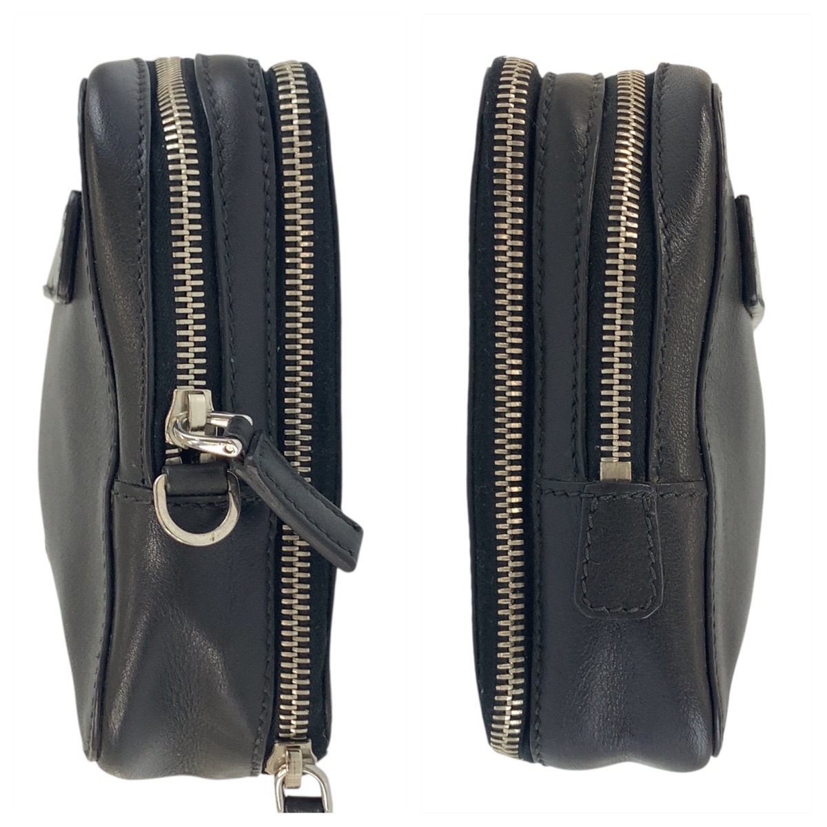 楽天市場】美品 PRADA プラダ 三角ロゴプレート ブラック 黒 シルバー