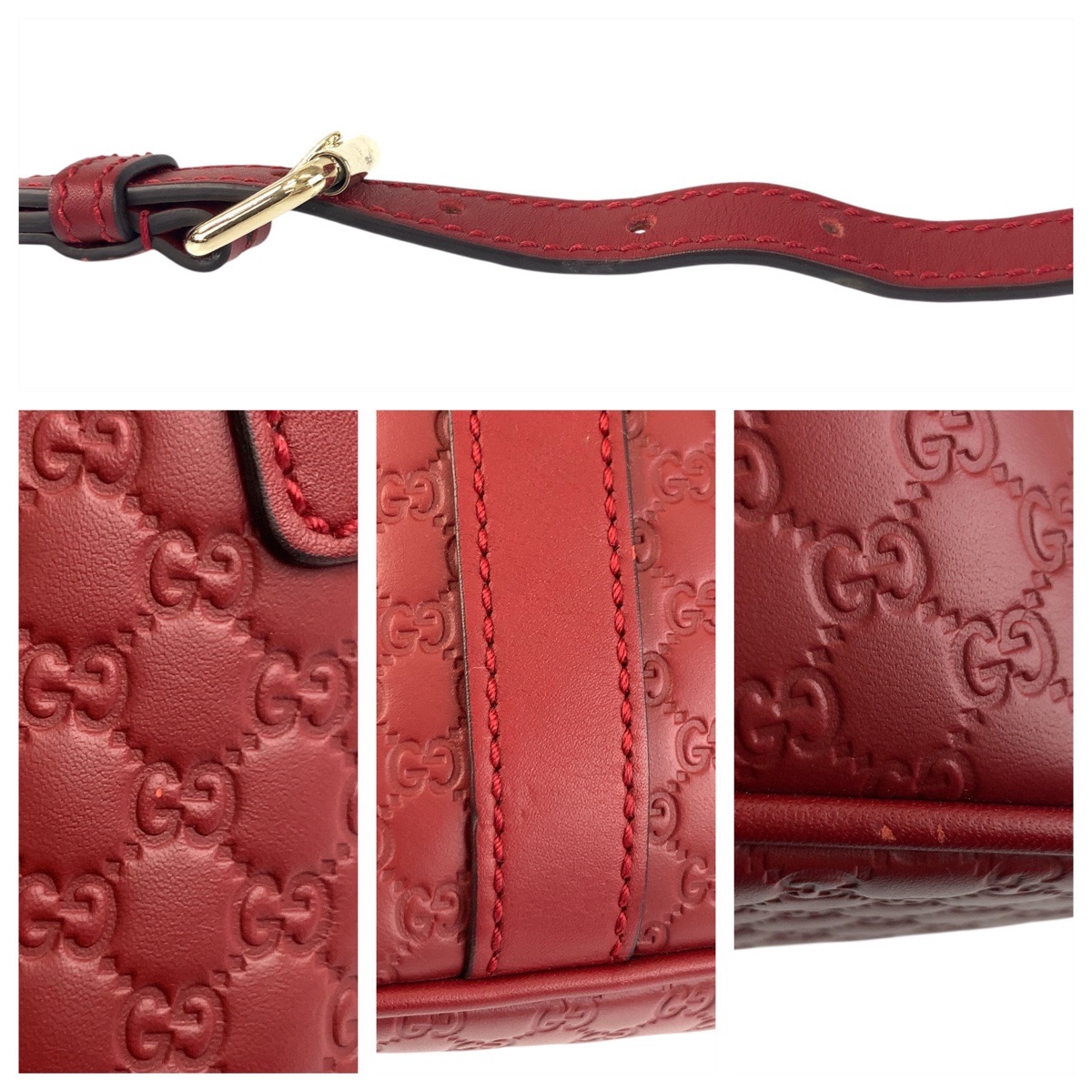 楽天市場】美品 GUCCI グッチ マイクログッチシマ レッド ゴールド金具
