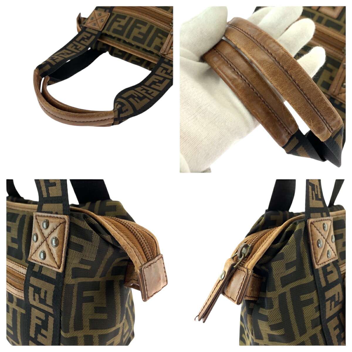 楽天市場】美品 FENDI フェンディ ズッカ ブラウン ゴールド金具