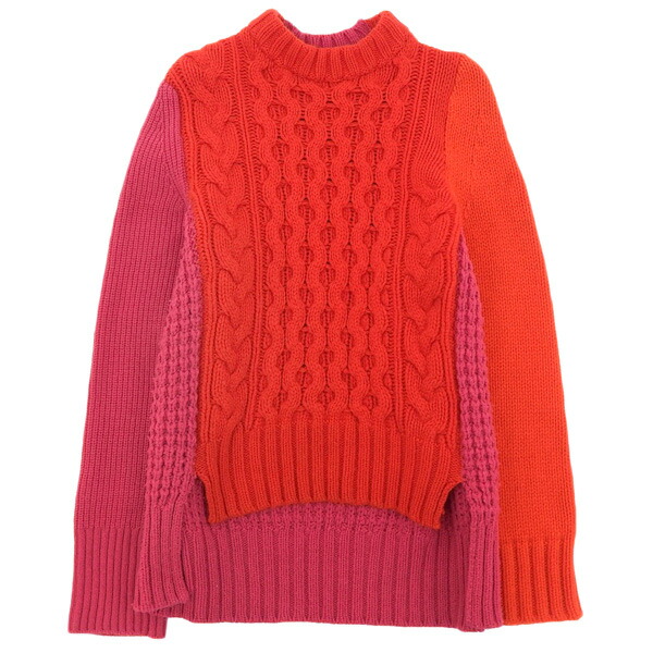 楽天市場】サカイ sacai ウール 長袖 ドッキング ケーブルニット