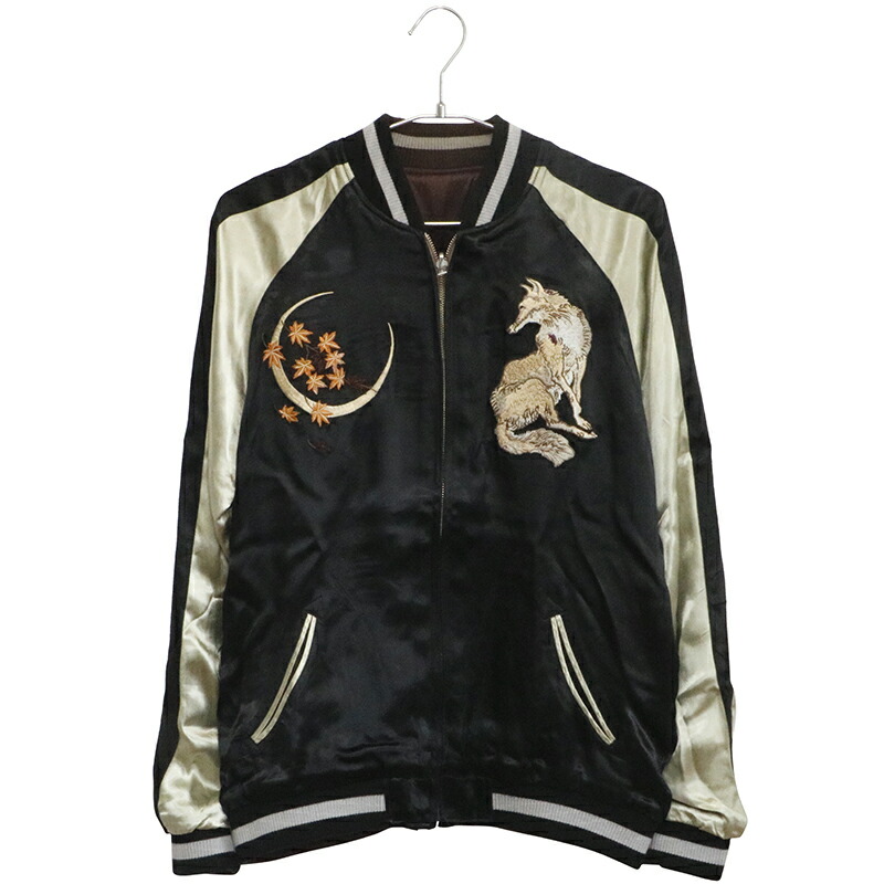 楽天市場】花旅楽団 はなたびがくだん 月に狐 刺繍 和柄 スカジャン