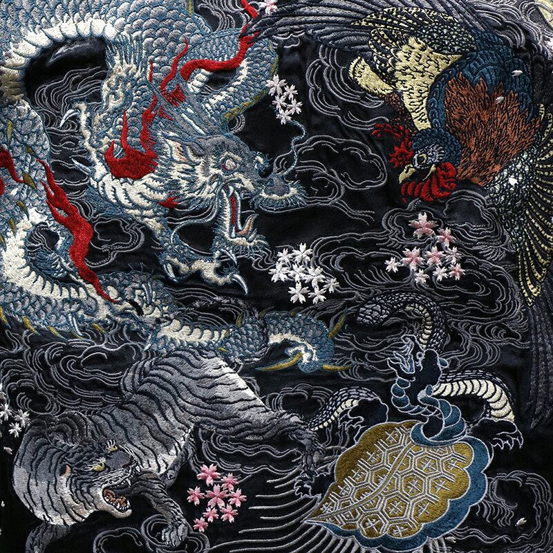 楽天市場】花旅楽団 × satori 四神 柄 刺繍 リバ−シブル 和柄