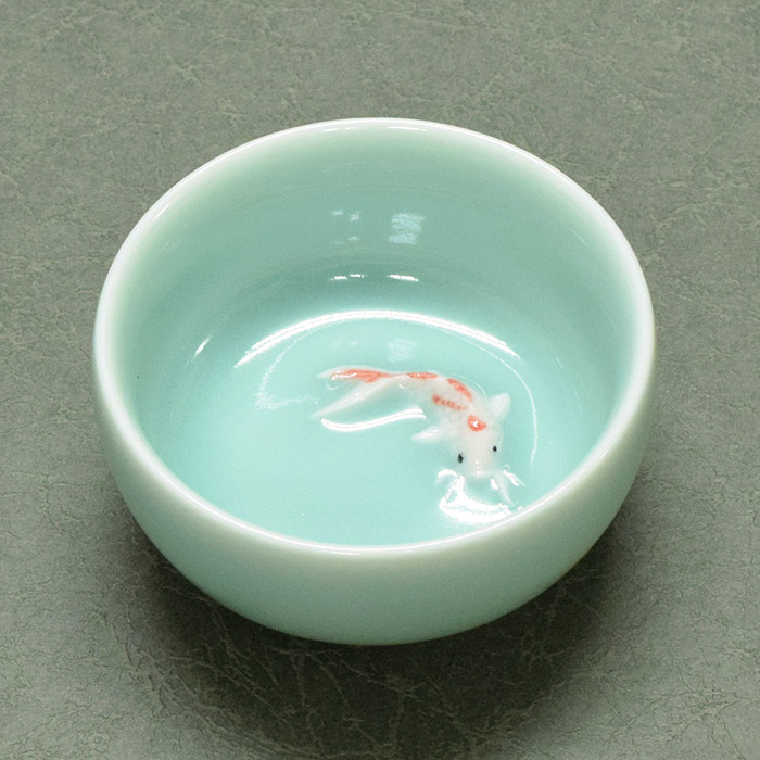 楽天市場】【逸品茶器】龍泉窯青磁 鯉茶杯茶杯 茶器 金魚 青磁 中国