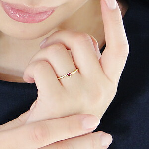 楽天市場】K18YG ハートシェイプ ルビー ツイスト リング 指輪 ルビー