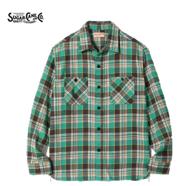 楽天市場】SUGAR CANEツイルチェックワークシャツ(ネルシャツ)TWILL