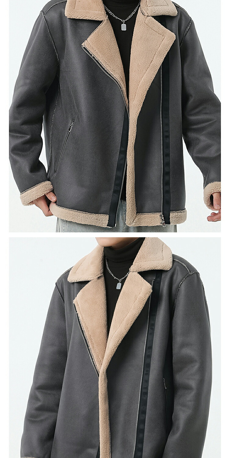 楽天市場】ムートンコート メンズ 裏起毛 レザーコート ショートコート