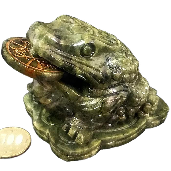 楽天市場】三脚蟾蜍 さんきゃくせんじょ グリーンジェイド◎古銭が回る