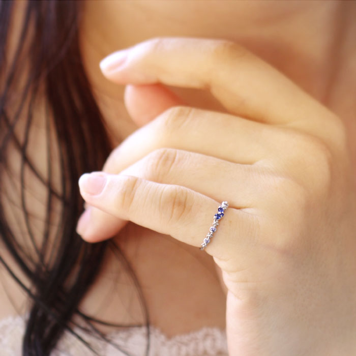 楽天市場】ピンキーリング 18k 9月誕生石 ブルーサファイア ハート