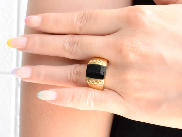 楽天市場】【スーパーセール 10%OFF】 k18 リング オニキス 印台