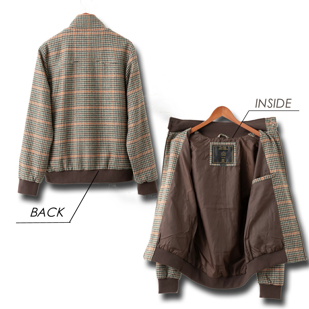 楽天市場】メルクロンドン メンズ ドッグトゥース ハリントン