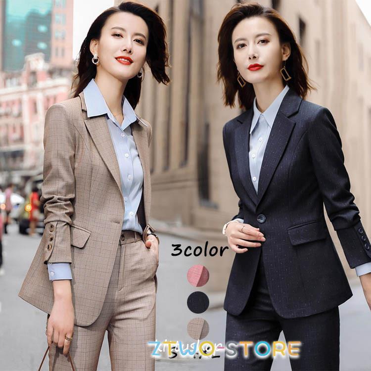 楽天市場】チェック柄 スーツ レディース パンツスーツ カジュアル 20