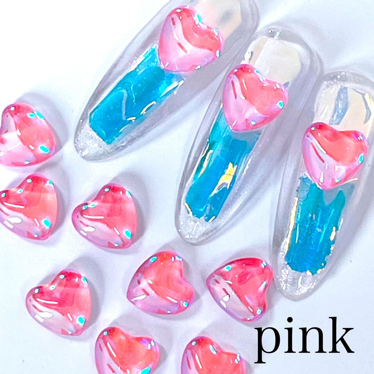 楽天市場】ネイルパーツ【5個入】8mm うるうる ハートストーン
