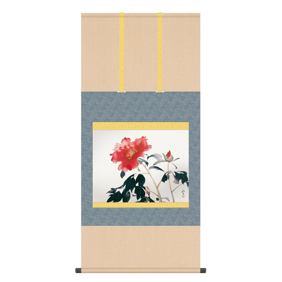 楽天市場】掛軸 川端龍子「牡丹」尺五（約54.5x115cm） 高精彩巧芸画