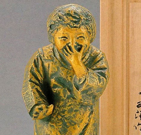 楽天市場】＊ 彫刻 北村西望 「喜ぶ少女」 ブロンズ像 銅製 桐箱入り