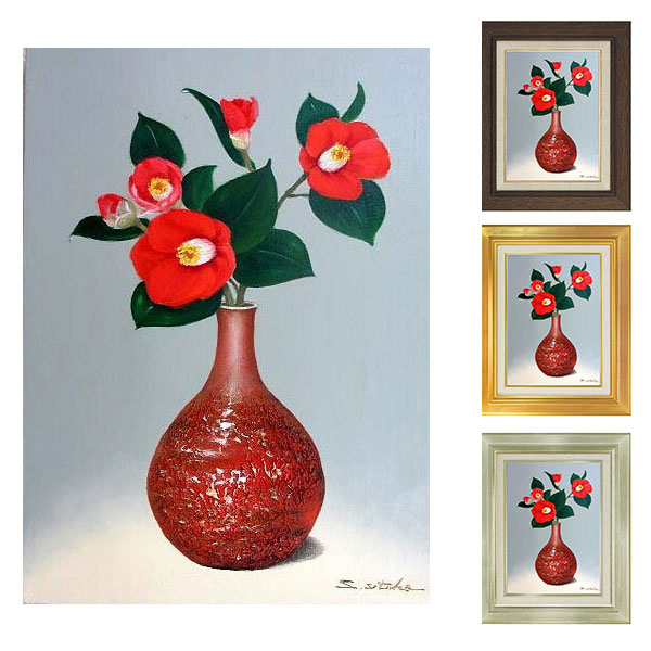 楽天市場】油彩画 F6号 千賀節子 「椿」 真筆 額入り 額装絵画 油絵