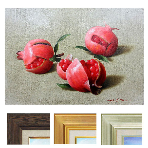 楽天市場】油彩画 SM号 安田英明 「ザクロ」 真筆 額入り 額装絵画