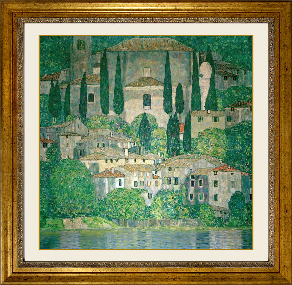 楽天市場】＊ クリムト 「カッソーネの教会」 複製画 キャンバスに