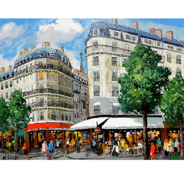 楽天市場】油彩画 斉藤要 「パリの街（5809）」 F6号 額入り 油絵 風景