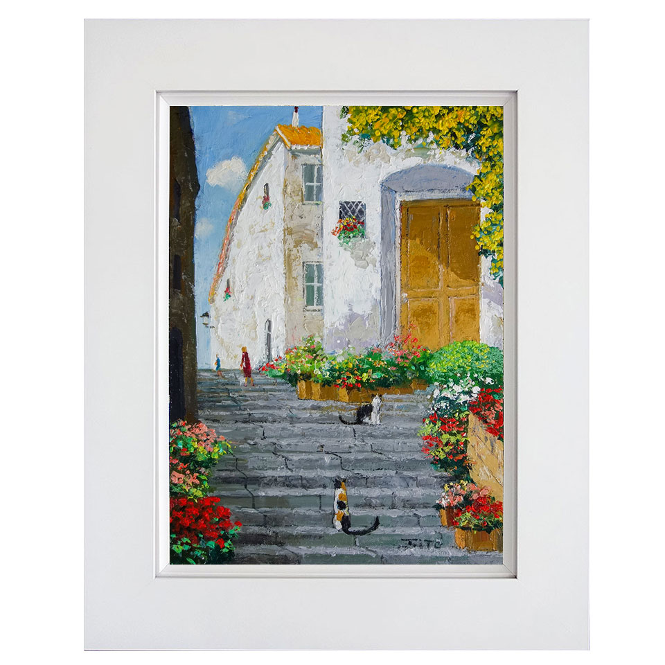 楽天市場】油彩画 伊東拓実 「花の階段道」 F4号 油絵 額入り 額装画