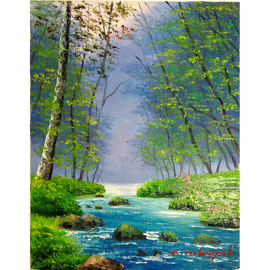 楽天市場】油彩画 小林幸三 「奥入瀬（タテ）」 F6号 額入り 油絵 風景