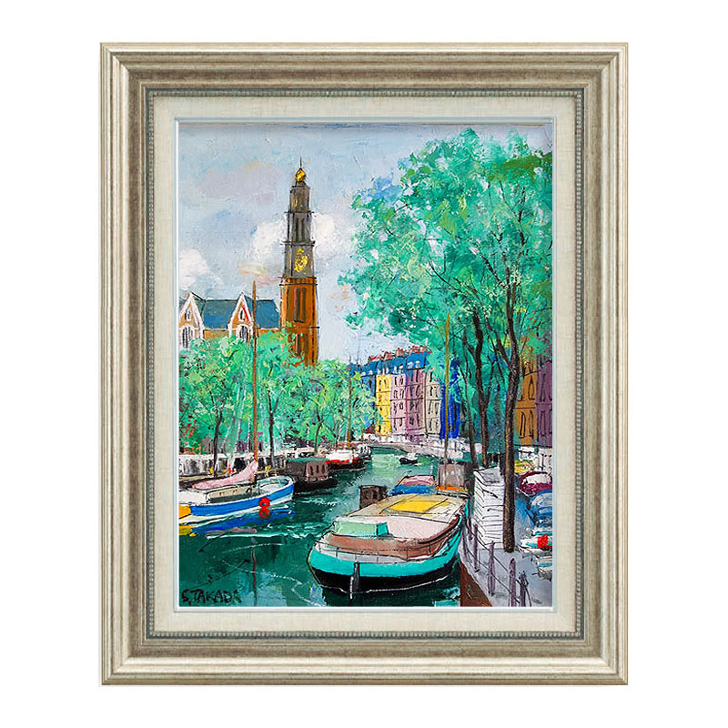 楽天市場】油彩画 高田悟 「アムステルダム」 F6号 たて 額付き 油絵