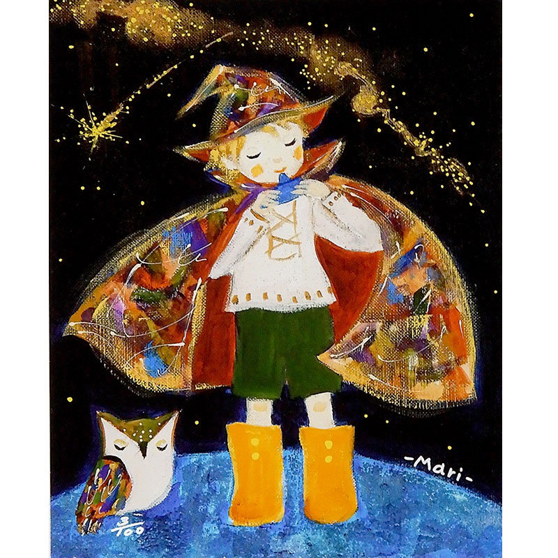 楽天市場】☆ 絵画 前田麻里 「オカリナを吹く少年」 ジグレー版画 額