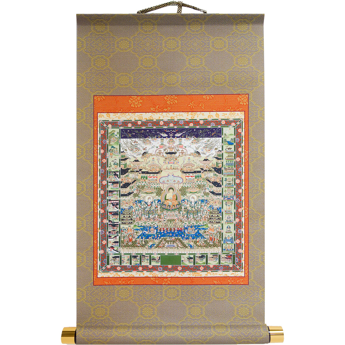 楽天市場】掛け軸 「極楽浄土図 （観経曼荼羅）」 模表装 30x61cm