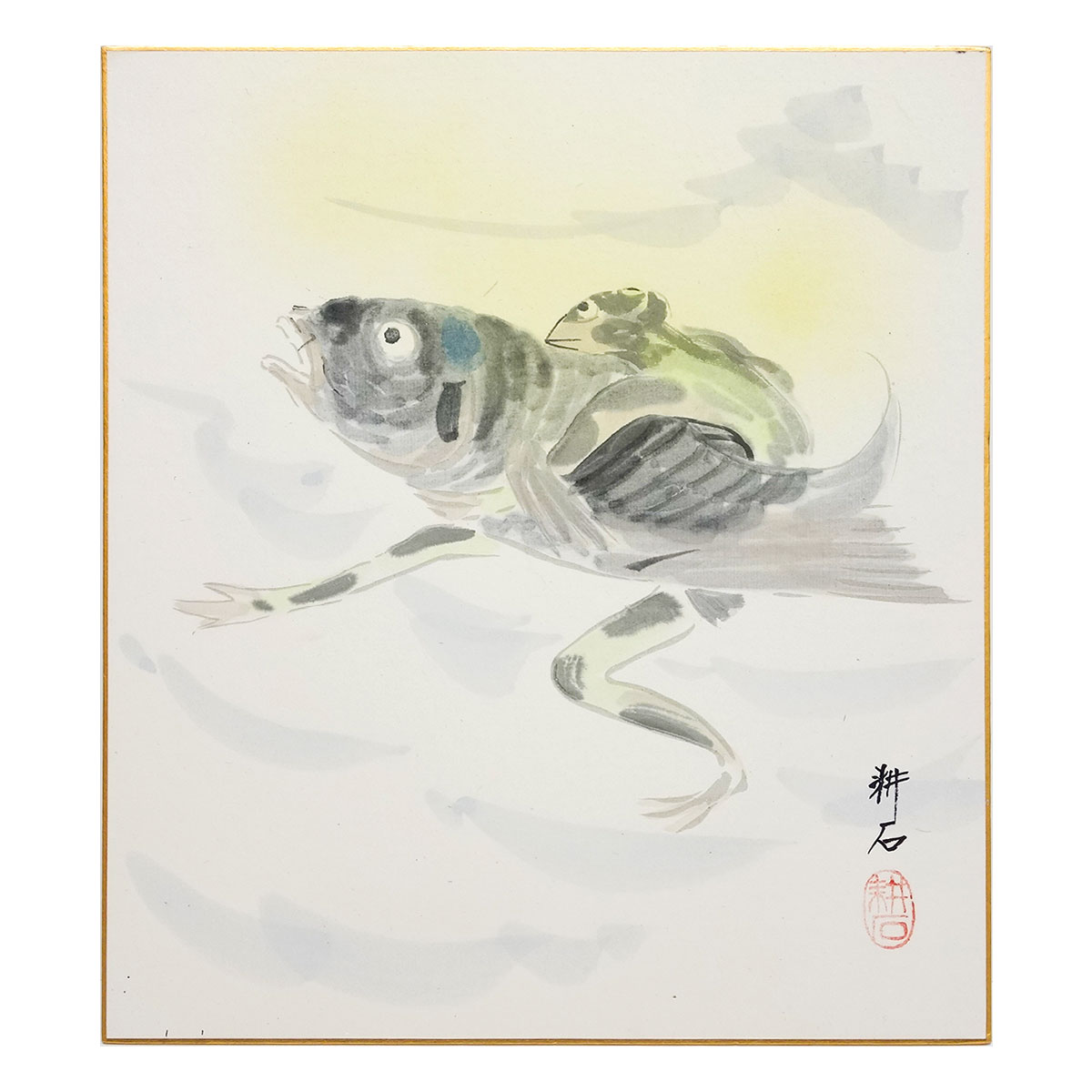 楽天市場】開運色紙 久野耕石 「河童」 日本画 真筆 肉筆画 手描き