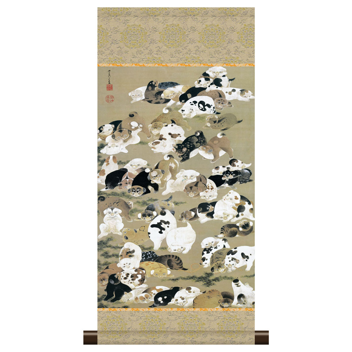 楽天市場】掛軸 モダン掛け 伊藤 若冲 「百犬図」 高精細工芸画＋手彩