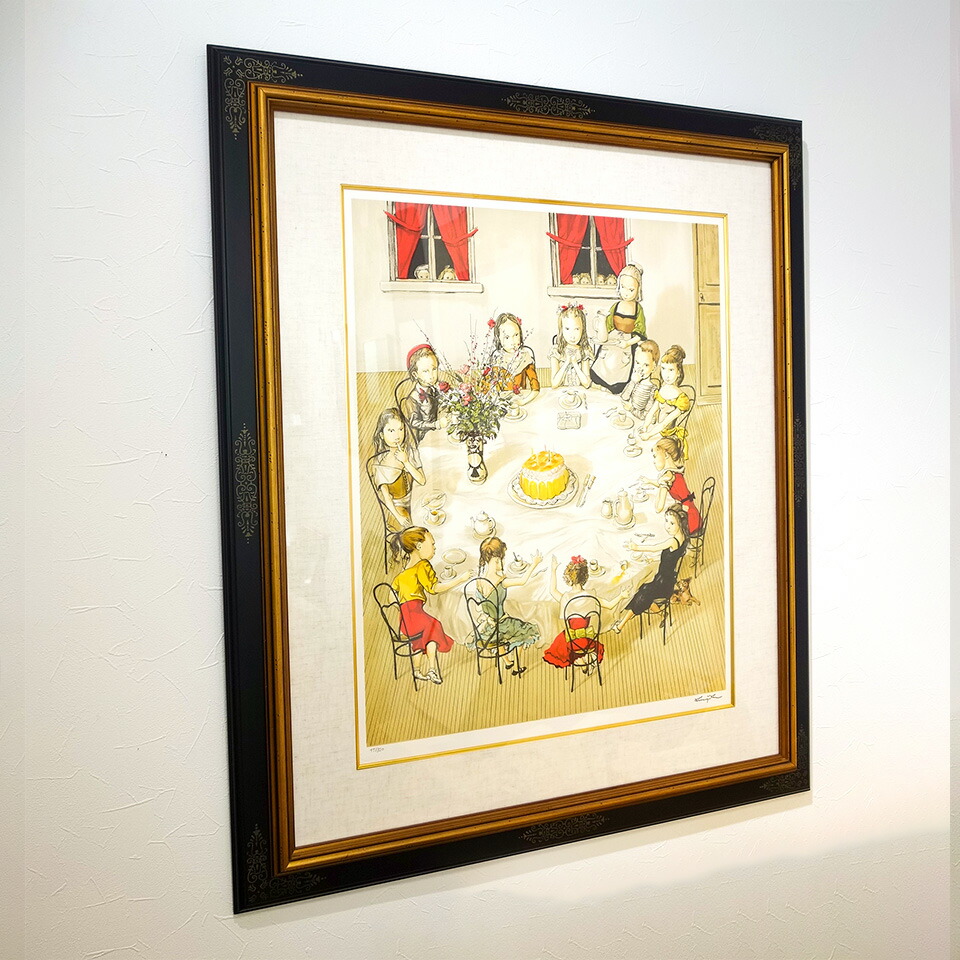 楽天市場】版画 藤田嗣治「お誕生日」 リトグラフ 額付き 大型絵画