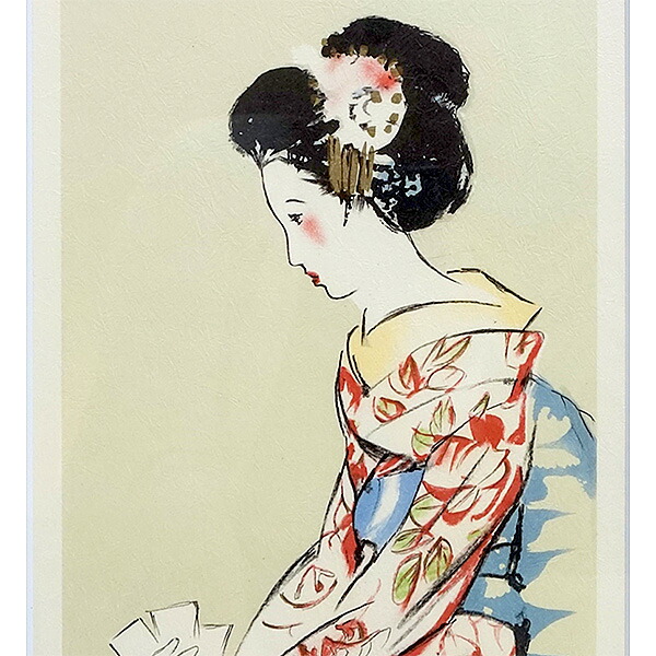 楽天市場】版画 竹久夢二 「歌留多」 リトグラフ 複製版画 額付き たて