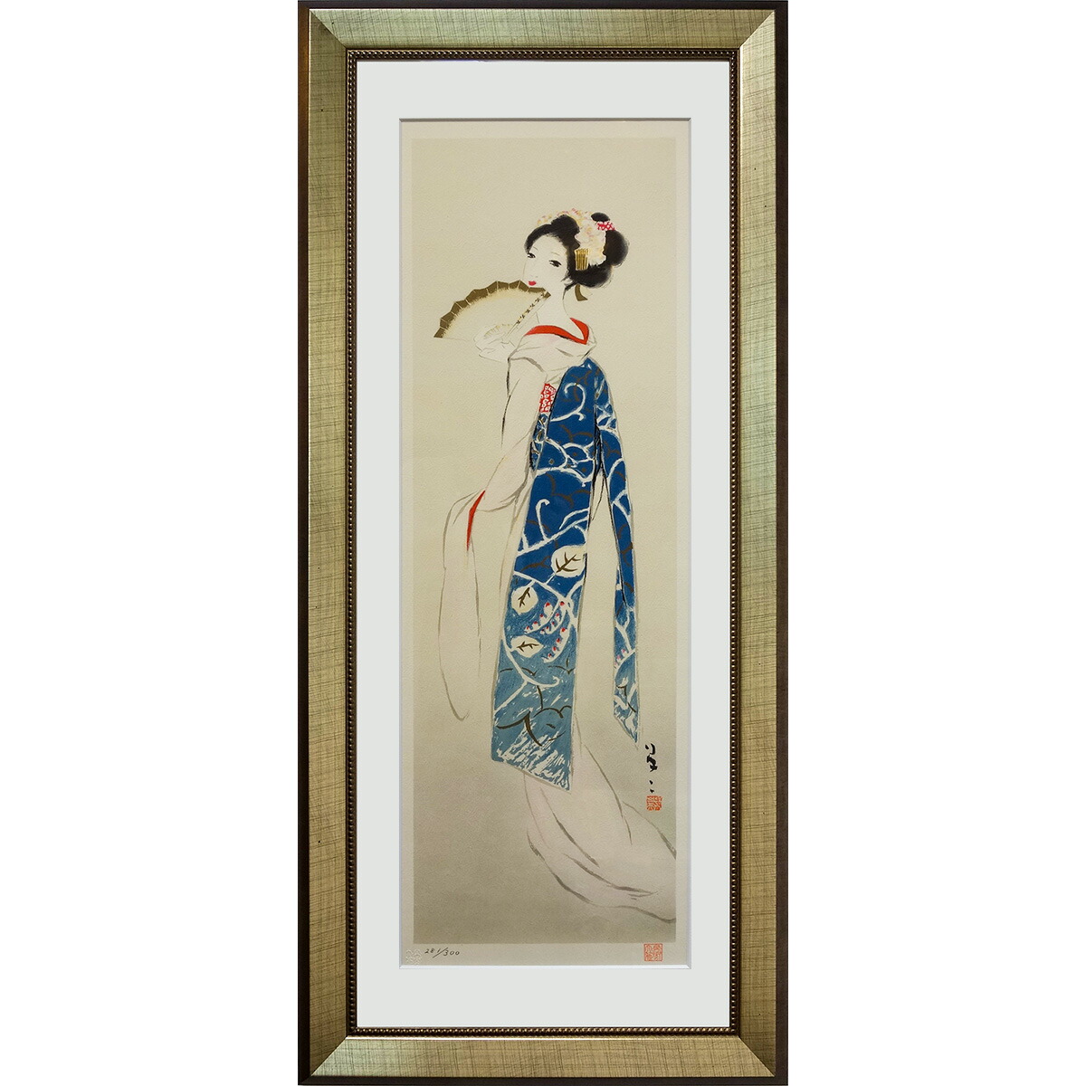 楽天市場】版画 竹久夢二 「扇を持つ舞妓」 リトグラフ 額付き たて長
