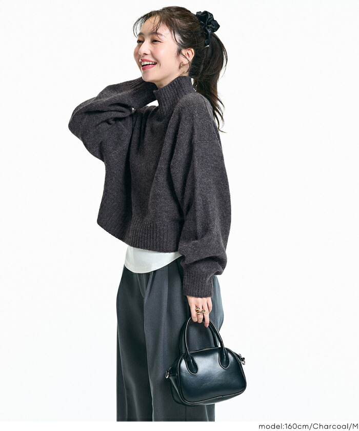 楽天市場】袖バルーンボトルネックニットトップス レディース メール便