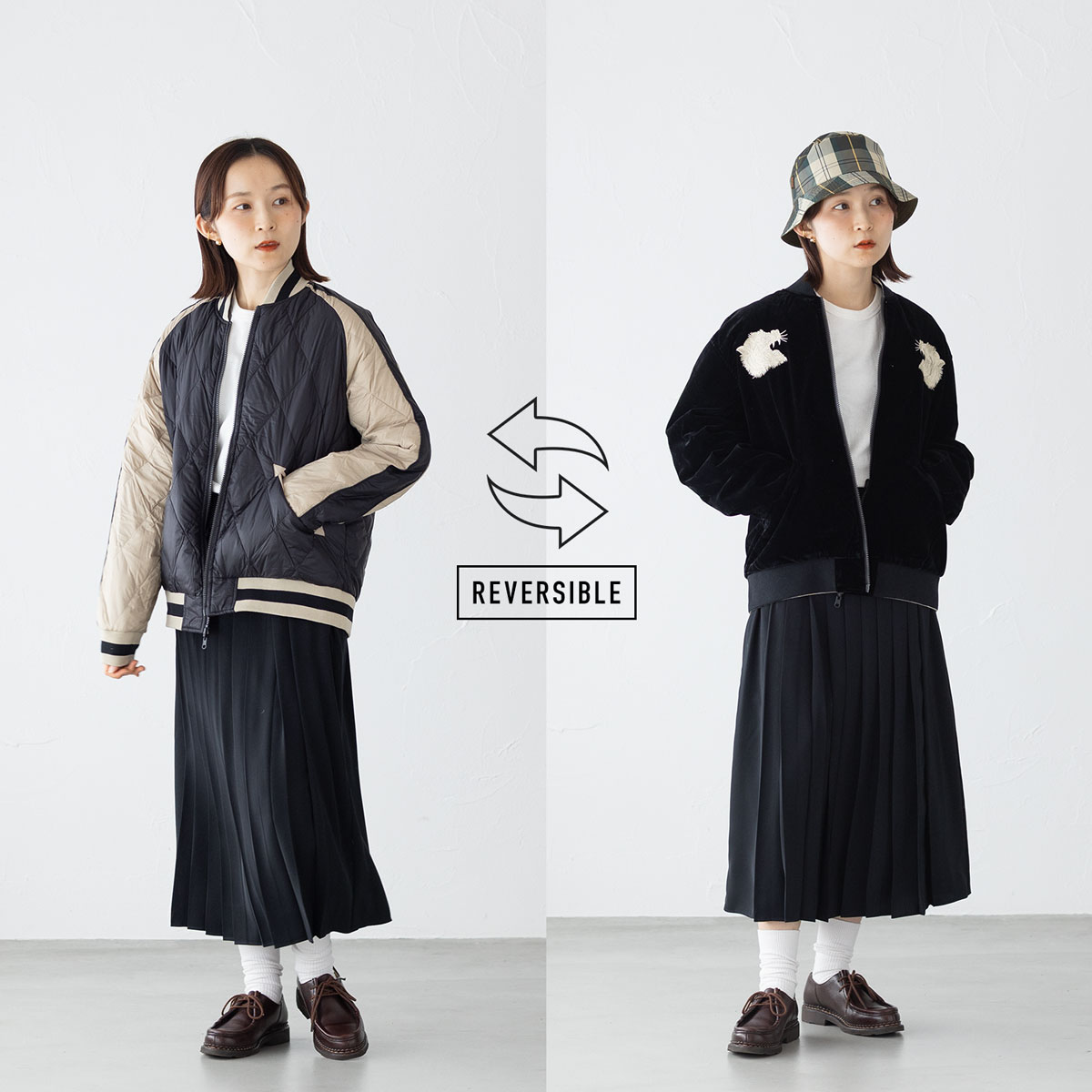 楽天市場】タイオン リバーシブル スカジャン ダウン ジャケット