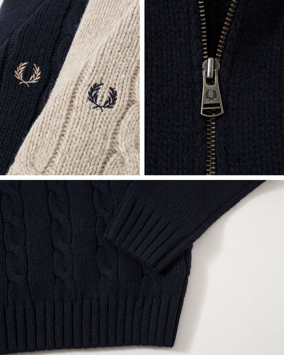 楽天市場】フレッドペリー ハーフジップ ケーブル ニット ジャンパー