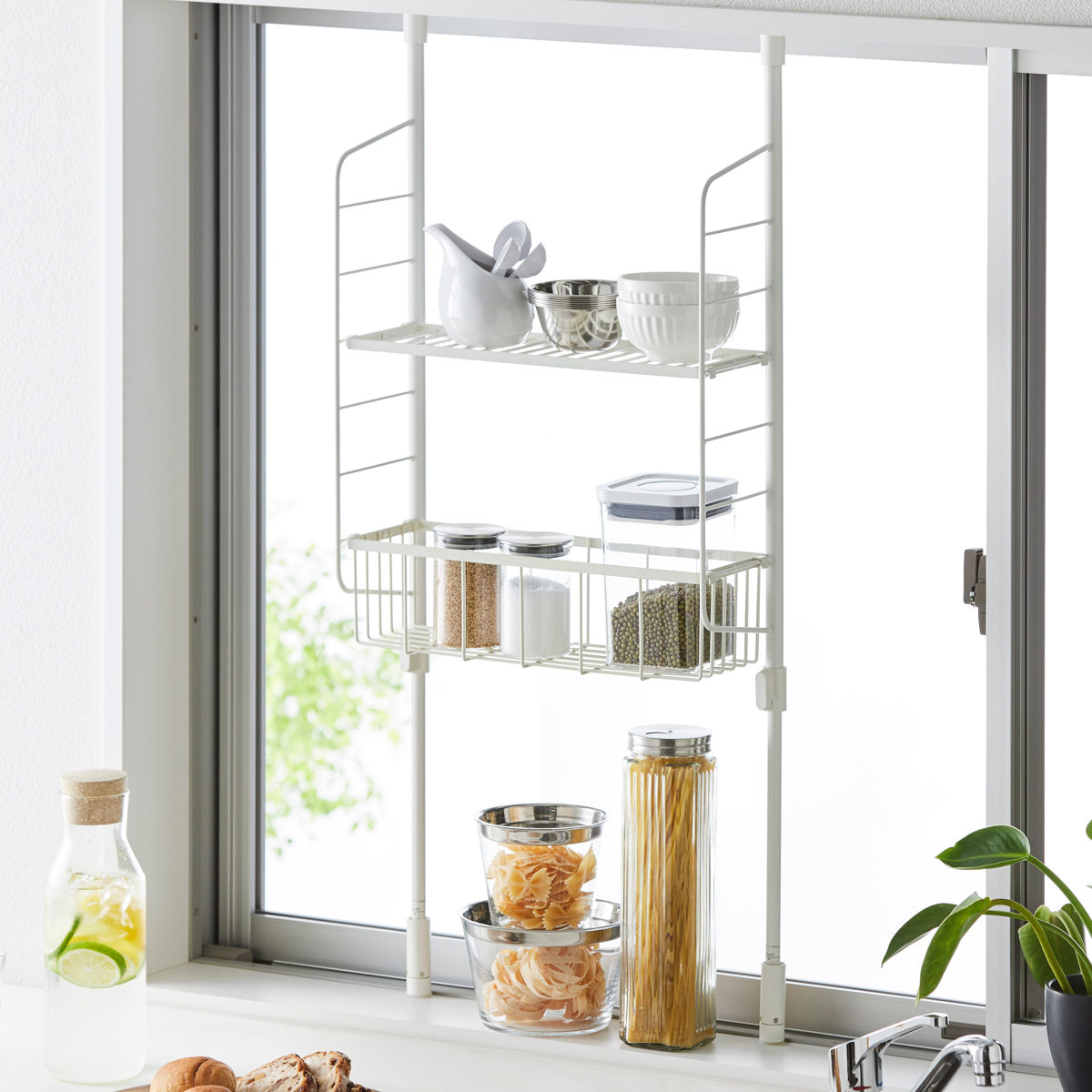 楽天市場】突っ張りラック SPLUCE キッチン つっぱりラック バスケット