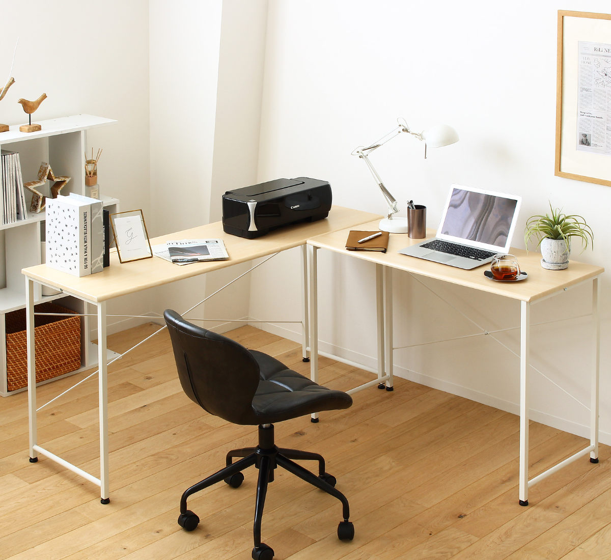 楽天市場】デスク 幅100cm 木目調 スチール脚 （ 送料無料 ワーク