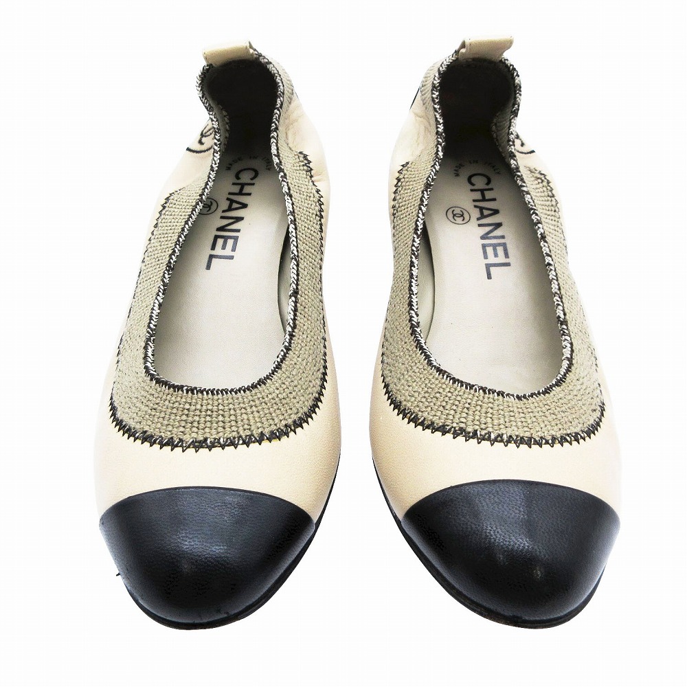 未使用品》CHANEL シャネル ココマーク パンプス バイカラー ベージュ