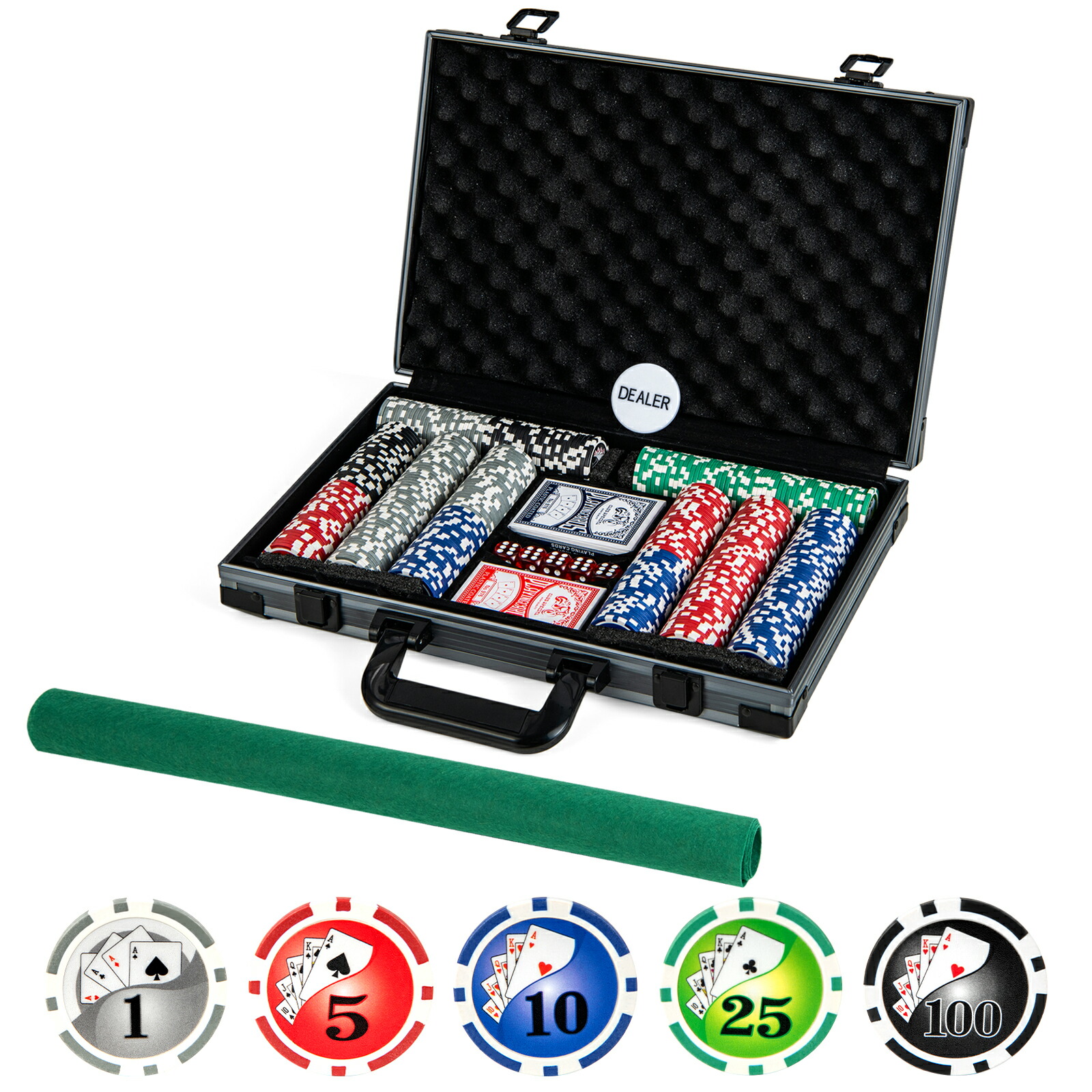 楽天市場】COSTWAY ポーカーセット 400枚チップ 数字入り マット付き