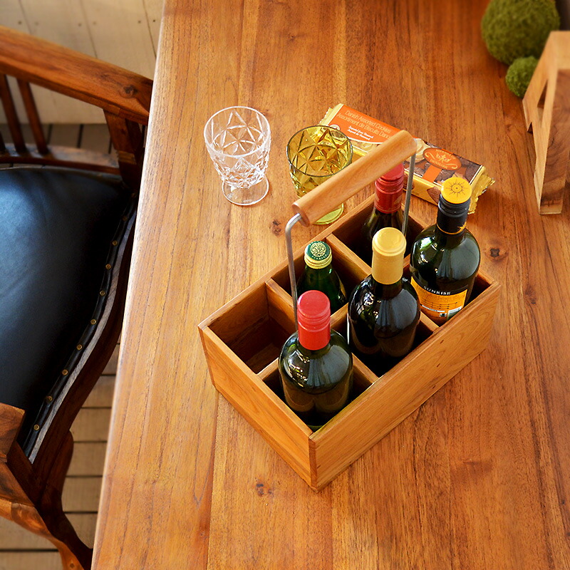 楽天市場】送料無料 チーク・ワインボトルボックス ボトル収納 ボトル