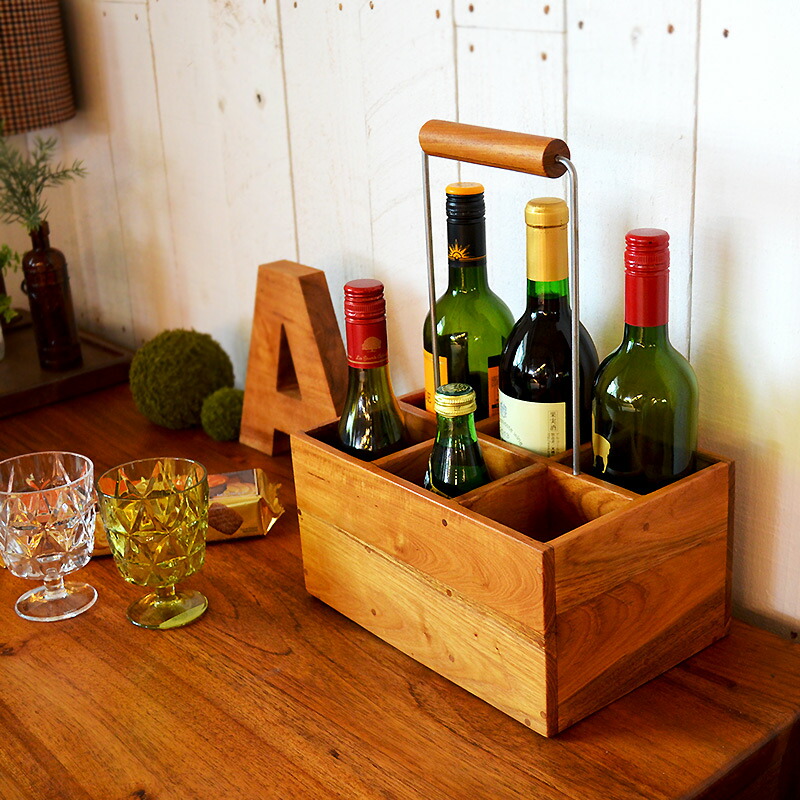 楽天市場】送料無料 チーク・ワインボトルボックス ボトル収納 ボトル