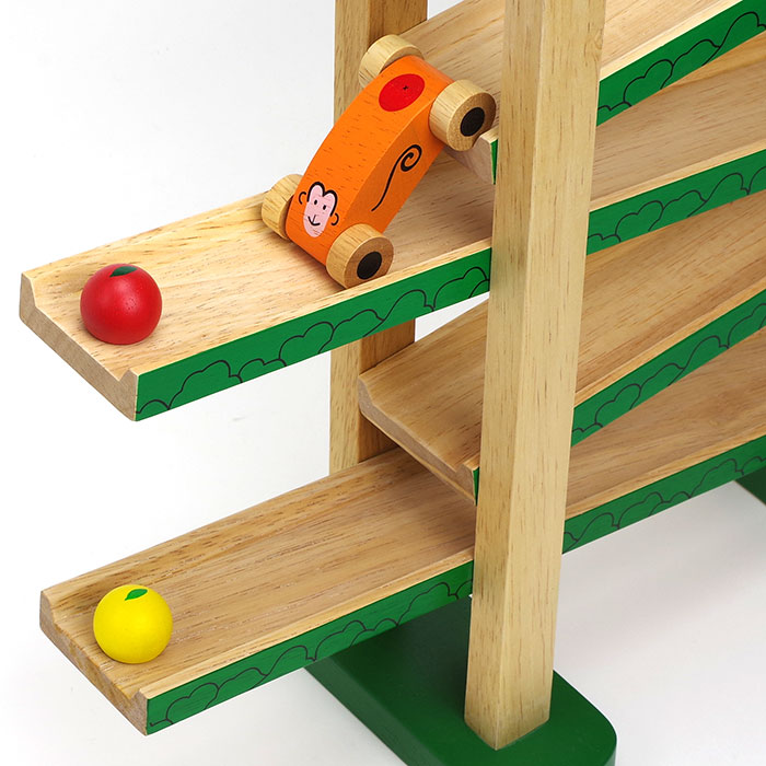 楽天市場】木のおもちゃ スロープ 落ちる 車 森のうんどう会 知育玩具